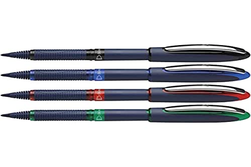 Schneider 183094 One Business (Stylos rollers à encre liquide, non rétractable) Pochette de 4 (Noir/Rouge/Bleu/Vert)