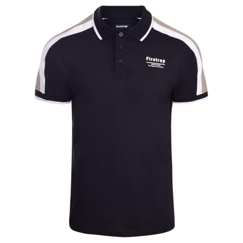 Image of Firetrap Mens Luxury Polo Shirt Collared Soft Cotton Button Up T Shirt Plain Summer Top Short Sleeved Black S
