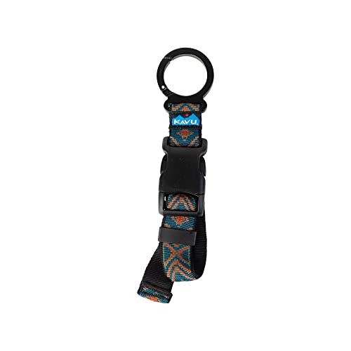 Image of KAVU Skeena Extension Strap With Buckle and Carabiner - Elastic Backpack Luggage -Teal Geo