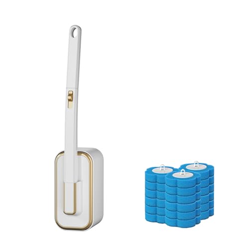 Image of Toilet Brush Holder Set with 18PCS Toilet Brush Refills, Disposable Set (White)