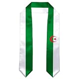 SNUWITH Algeria Flag Graduation Sash/Stole/Scarf 180X13CM Double Sided for Study Aboard International Students Graduation Decoration Item Gift