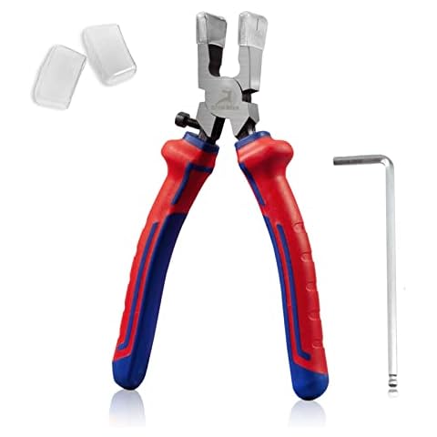 GOLD DEER 8" Glass Running Pliers for Cutting Glass Curved Jaws Glass Cutting Tools with Rubber Tips and Allen Key, Heavy Duty Key Fob Pliers for Key Fob Hardware Install and Stained Glass Work Cover