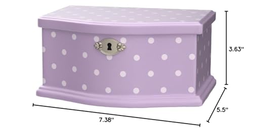 Elle Jewelry Box - Ballerina Jewelry Organizer and Swan Lake Wind-Up Music Box for Girls and Teens, Accessories and Keepsake Wooden Storage with Lock and Mirror, Charming Room Decor and Gift, Small