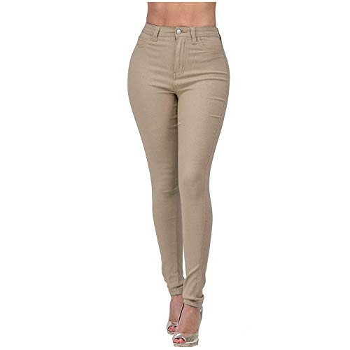 SHOBDW Liquidación Venta Pantalon Mujer Cintura Alta Clásico Vaqueros Jeans Pantalón Ajustado Denim Pantalones Elásticos con Bolsillos 2022 Nuevo(Café,M)