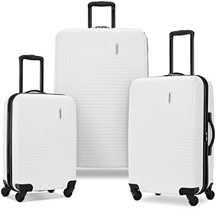 AMERICAN TOURISTER Groove 3-Piece Set, White, 3-Piece Set (20/24/28), Groove Hardside Luggage with Spinner Wheels, White, 3-piece Set (Carry On, Medium, Large)