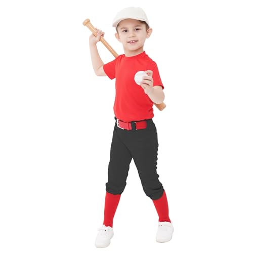 QBK 4T Toddler Baseball Pants Youth Softball Pants Kids Tee Ball Pants for Boy Girl Black