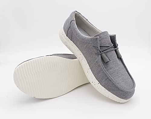 Mens Hola Canvas Upper Fashion Slip On Loafers Washed Grey2