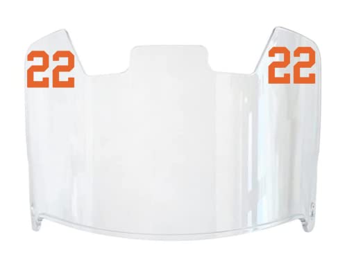 Orange Custom Player Number Decals for Football Helmet Visor Tab