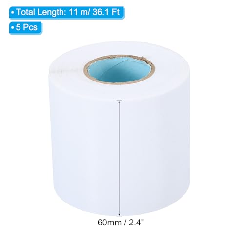 Image of PATIKIL 2.4 inch x36.1ft Pipe Wrapping Tape, 5 Pack PVC Duct Tape Pipes Insulation Air Conditioner Tube Wrap Waterproof Non Adhesive for HVAC Electrical White
