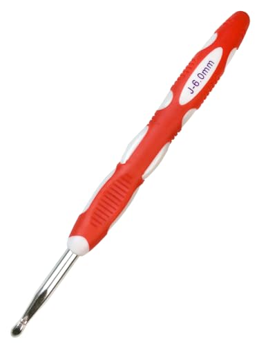 Mdoker Size J/10(6mm) Crochet Hook Extra Long Crochet Hooks Needles for Arthritic Hands Ergonomic Grip Soft Handles for Beginners and Experiecced Crochet Lover Comfortable/Smooth/Ergonomic