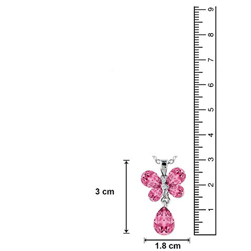Rhodium Plated Butterfly Pendant with Crystals
