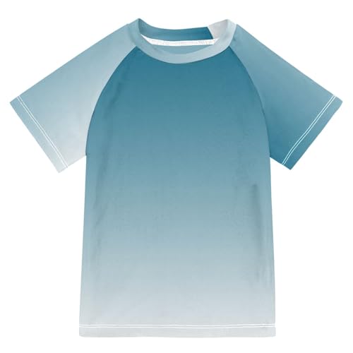 KLL Girl Bathing Suit Short Sleeve Girls Rash Guard Swimsuit 3T Deep Blue Gradient