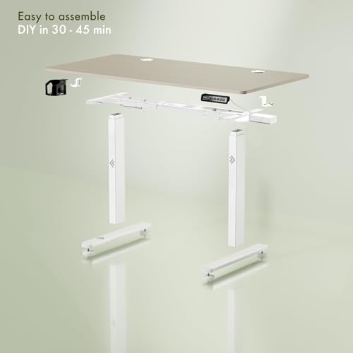 Image of ARTIKEL Artidesk Eco Electric Height Adjustable Table for Office Work & Home-Sit Stand Gaming Desk 80kg Load, Cup Holder, 2 Hooks,Cable Organizer 2Split Tabletop (Light Oak, 120x60 CM)