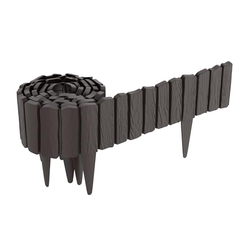YUENFONG 4,6 m Rasenkante Kunststoff Holzoptik Beeteinfassung, Beetumrandung Rasenkanten Palisadenzaun mit 10 cm Erdspießen, Gartenpalisade Blumenbeet Beetzaun, Braun YUENFONG 4,6 m Rasenkante Kunststoff Holzoptik Beeteinfassung, Beetumrandung Rasenkanten Palisadenzaun mit 10 cm Erdspießen, Gartenpalisade Blumenbeet Beetzaun, Braun