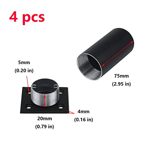 Antrader 3-Inch Height 1.5-Inch Diameter Aluminum Alloy Furniture Cabinet Adjustable Feet Metal Round Sofa Bed Foot Legs Support With Screws, Black, Set Of 4 #TOP3