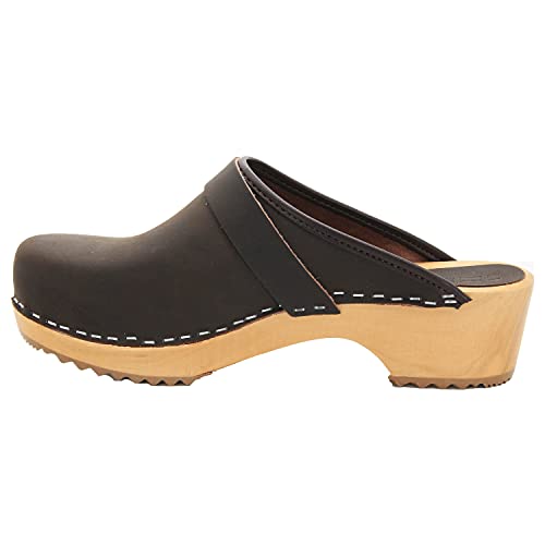 Image of Bjork Maja Wood Open Back Leather Clogs
