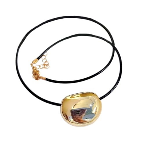 Oval Bead Clavicle Chain Fashionable Geometric Pendant Necklace2