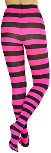 Image of ToBeInStyle Women's Wide Horizontal Contrast Stripe Tights Opaque Hosiery