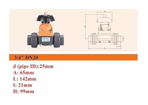Vanne à membrane UPVC 3/4" DN20 de haute résistance avec vanne union