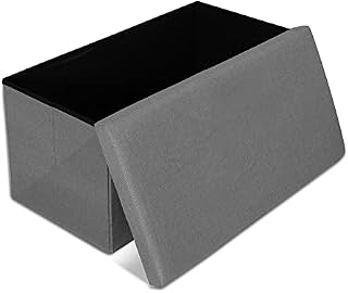 Cosaving Folding Ottoman Stool Storage Ottoman Seat Footstools with Storage Ottoman Storage Cube Storage Box Toy Chest Storage with Lid for Space Saving 30x30x30 cm, Cream