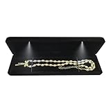 GBYAN Velvet Chain Necklace Box with LED Light, Long Bracelet Storage Case, Jewelry Display Gift Box for Engagement, Anniversary,Wedding and Birthday,Black