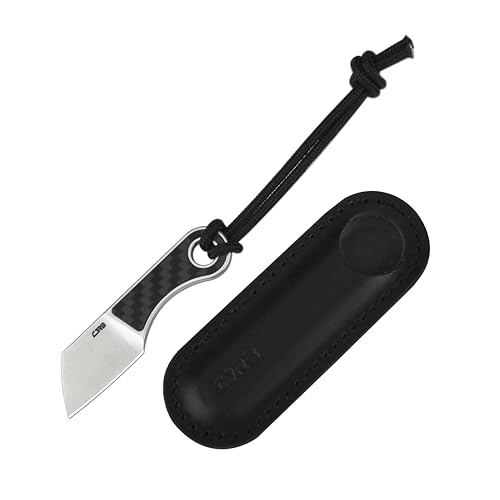 CJRB Chip Fixed Blade Knife, Knife with Sheath, Pocket Knife with 1.23'' AR-RPM9 Powder Steel Blade Full Tang, EDC knife with Carbon Fiber Handle for Men Outdoor Survival Camping (J1939)