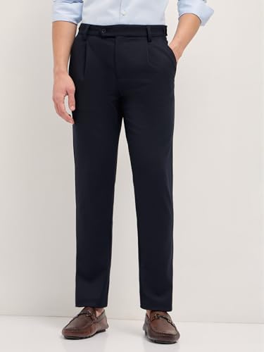 Image of THE BEAR HOUSE Men's Blue Regular Fit Formal Trouser