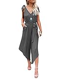 ❤️Der moderne Overall von Auxo ist Lässig, Sexy, einfarbig, V-Ausschnitt, Elegant Lang Jumpsuit super tragbar mit hohen wie mit flachen Schuhen. Durch den dünnen Stoffgürtel wird die Figur sehr schön betont. Dieser Hohe Taille Overall darf man keinem Kleiderschrank fehlen. Auxo Jumpsuit Damen elegant Lang Playsuit perfekt für Herbst, Frühling und Sommer.
