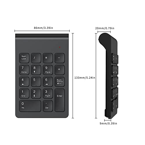 cimetech Wireless Number Pad, 2.4G Numeric Keypad Numpad with USB Receiver, 18 Keys Portable Mini Keyboard for Laptop Notebook, Desktop, Surface Pro, PC - Black by cimetech - Image 4