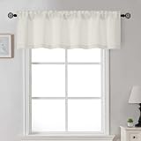 Gwine Natural Valance for Windows, Light Filtering Small Valance Kitchen Curtains for Living Room Bathroom Basement, Modern Farmhouse Rod Pocket Window Treatment, 60' Wx14 L, 1 Piece, Natural