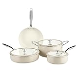 Pyrex 7-Piece Ceramic Cookware Set, Pots and Pans with Lids & Stainless Steel Handles, Healthy Nonstick Ceramic Coating, Induction Compatible Stainless Steel, PFAS Lead Cadmium BPA Free