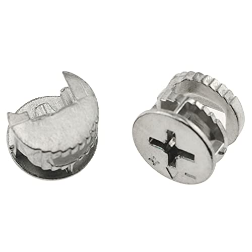 Yhxixi 10Pcs Zinc Alloy Nickel Plated Nuts Furniture Cam Lock Fasteners For Cabinet Drawer Wardrobe Panel Connecting, 15X12Mm #TOP2