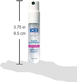 Mini Hand Sanitizer Spray – Alcohol Free and Fragrance Free - Pocket Size 0.27 Ounce Bottles (Pack of 12)