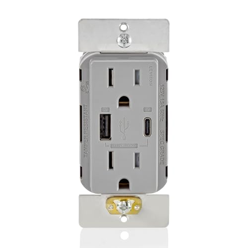 Leviton USB Dual Type A/C Wall Charger with 15A Tamper-Resistant Outlet