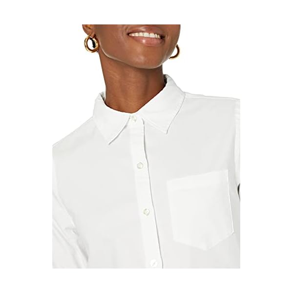 Amazon-Essentials-Womens-Classic-Fit-Long-Sleeve-Button-Down-Oxford-Shirt Amazon Essentials Women's Long-Sleeve Classic-Fit Oxford Shirt, White, Small