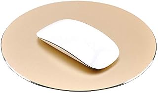 ProElife Premium Metal Mouse Pad Mice Mat 220mm Round Mousepad with Anti-skid Base & Highlight Edge for Home Office Laptop Computer Mouse (Gold Colour)