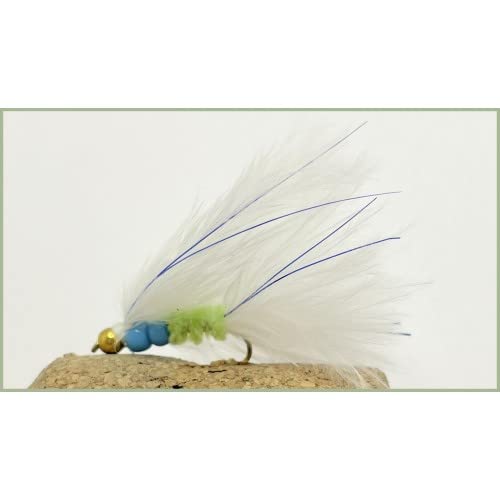 Cats Whisker Trout flies, 6 Blue Flash beaded body, size 10 - Lethal still water