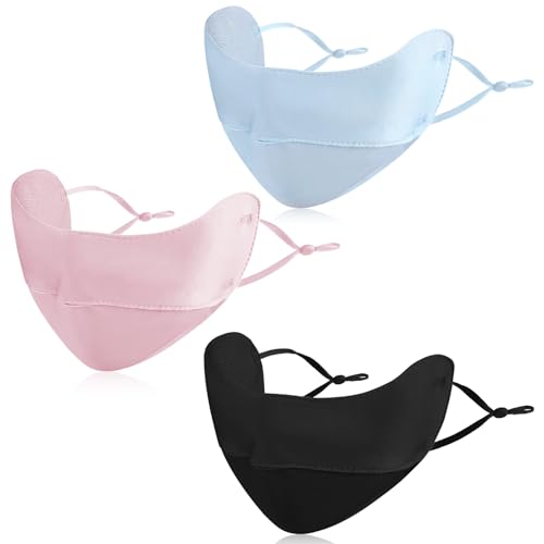 Aeaocvo 3pcs UV Face Mask Sun Protection, Cloth Face Mask for Women, Mask Washable Reusable, UPF 50+ Blocks 98% of UVA/UVB Rays