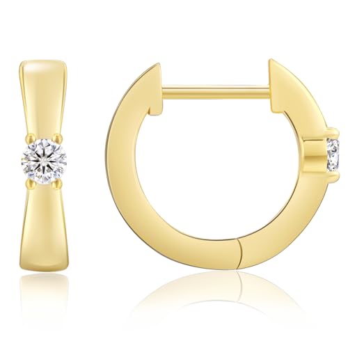 KRKC&CO フープピアス リボン モアサナイト レディースピアス 15mm リングぴあす 両耳 金属アレルギー対応 14金メッキ シルバーピアス 一粒ダイヤ シンプル かわいい おしゃれ プレゼント (モアサナイト-ゴールド)