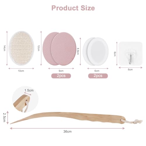 LOPHE Back Cream Applicator, 7 Pack Long Handled Lotion Applicator for Self-Applying, 2 in 1 Body Brush With 4 Pads - Image 2