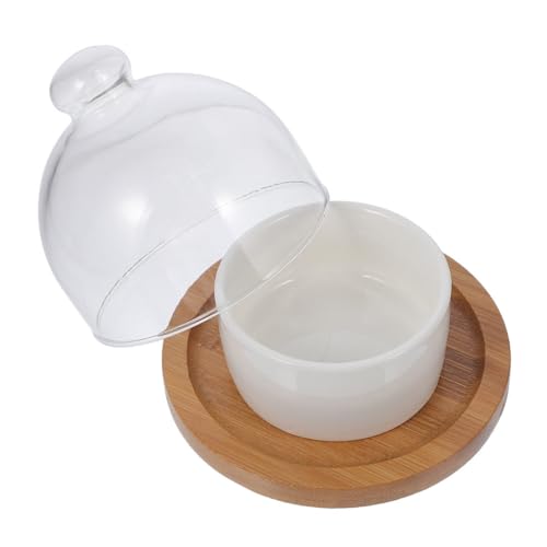 Cabilock 1 Set Dessert Ceramic Bowl with Snack Bowl and Tray Elegant Afternoon Tea Serving for Ice Pudding and Salads White