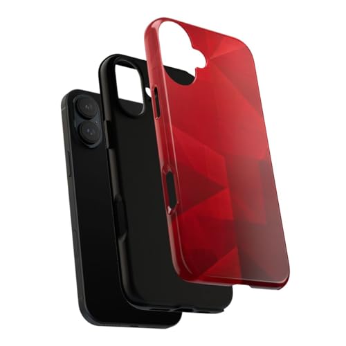 Coque résistante brillante pour iPhone 16 Plus au design géométrique rouge - 3