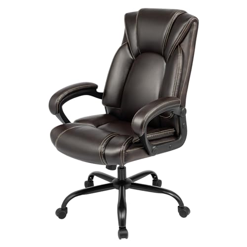 Image of Executive Office Chair with Spring Cushion,Hydrolysis-Resistant Leather | Spring cushion comfort,5-year leather.BIFMA sturdy, 300lbs.Tilt function,easy assemble.Great for office /gaming.