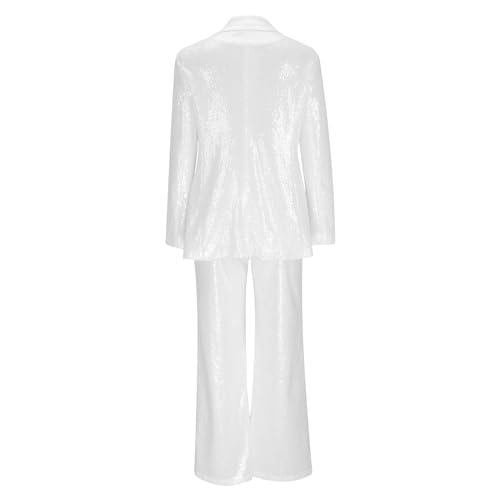 Sequins Blazer Sets for Women 2 Piece Set Slim Fit Long Sleeve Open Front Pant Suits Sparkly Disco Party Outfits3