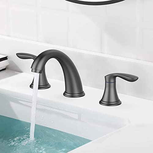 Bathroom Sink Faucet, Faucet For Bathroom Sink, Widespread Matte Black Bathroom Faucet 3 Hole With Stainless Steel Pop Up Drain And Cupc Lead-Free Hose - (Matte Black) #TOP1
