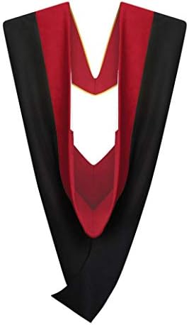 Cappe Diem Master Graduation Deluxe Hood (Nursing, Social Work, Theology, MBA, M.Ed, M.Sc.) Apricot Salmon Peacock (Red-Red/White)