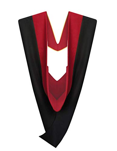 Cappe Diem Master Graduation Deluxe Hood (Nursing, Social Work, Theology, MBA, M.Ed, M.Sc.) Apricot Salmon Peacock (Red-Red/White)