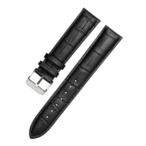 Bracelet de montre en cuir véritable Run Ken pour homme élégant en cuir de vachette de 20 mm