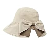 Qzkouma Womens Wide Brim Sun Hats UPF50+ UV Packable Beach Hat Summer Bow Decoration Bucket Cap for...