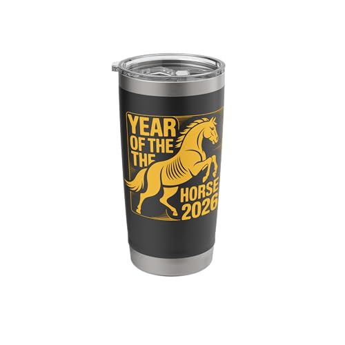 Happy Chinese New Year Of The Horse 2026 Lunar Zodiac Stainless Steel Insulated Tumbler
